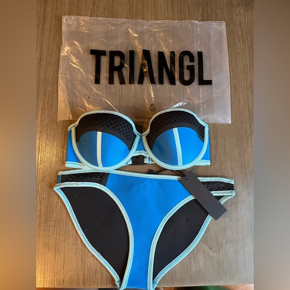 triangl swimwear Other - Triangl blue bikini set Top: Size Small + Bottom: Size M